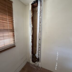 plumbing job in wall before